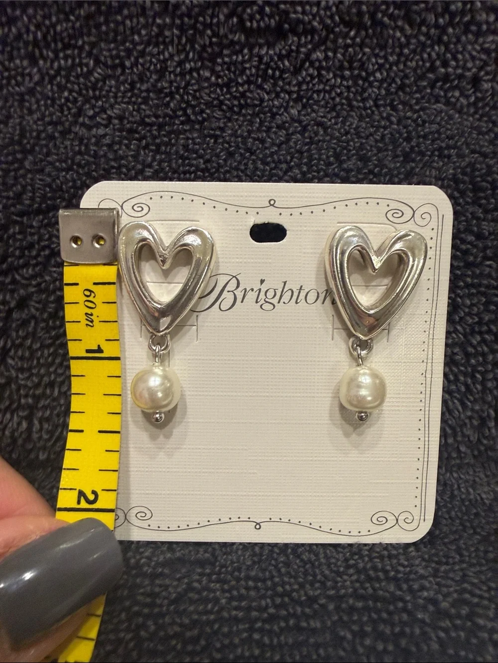 Brighton Silver Heart Drop Earrings with Cream Pearls